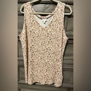 LuLaRoe Beige and Brown Leopard Print V-Neck Tank